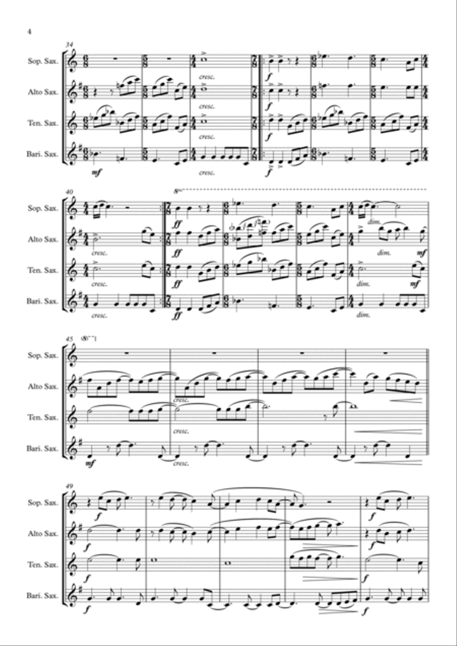 Here Comes The Sun Saxophone Quartet scores gallery preview page 5