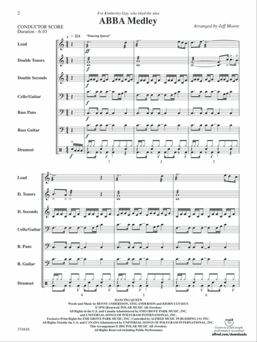 ABBA Medley Steel Drum Band scores gallery preview page 3