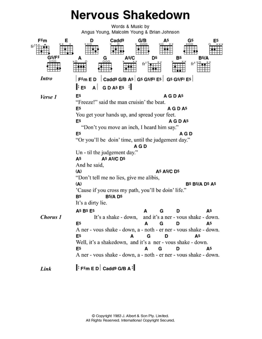 Nervous Shakedown Nervous Shakedown Electric Guitar scores gallery preview page 1