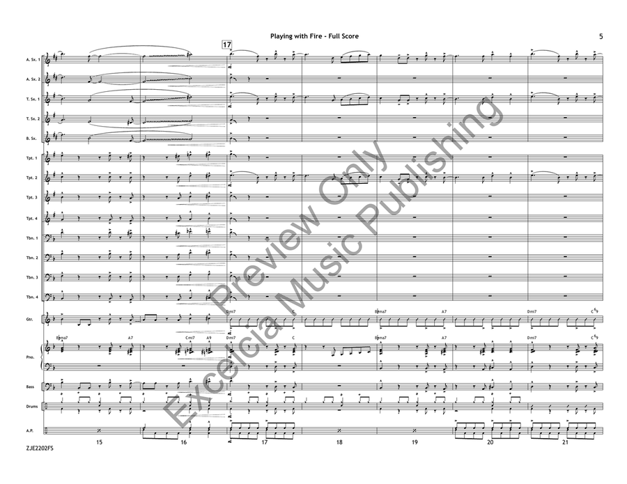 Playing with Fire (Score) Jazz Ensemble scores gallery preview page 4