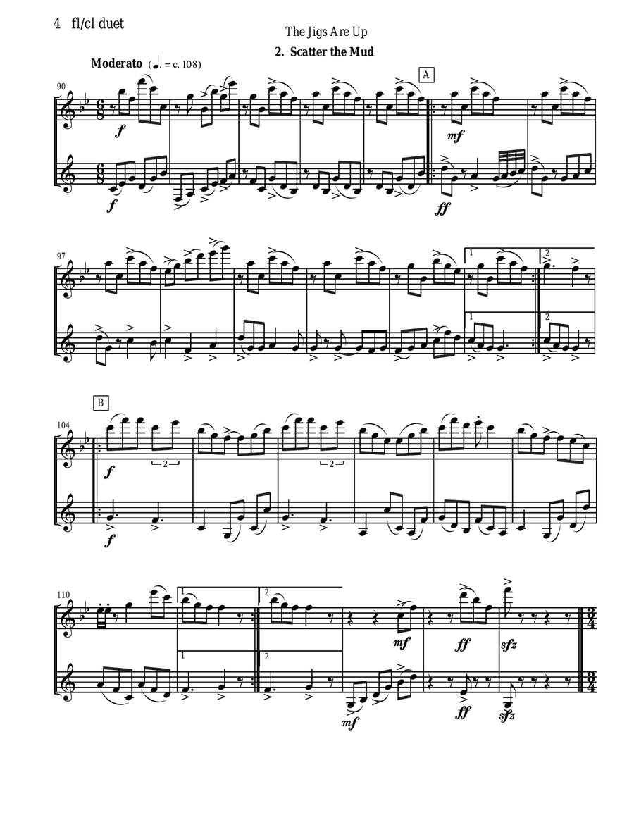 The Jigs are Up - Celtic Music for flute and clarinet duet Woodwind Duet scores gallery preview page 4