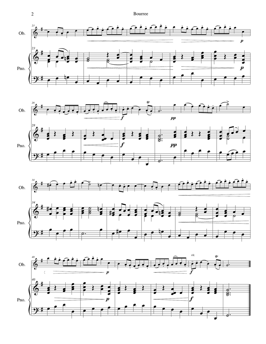 Bourree for Oboe & Piano Piano scores gallery preview page 3