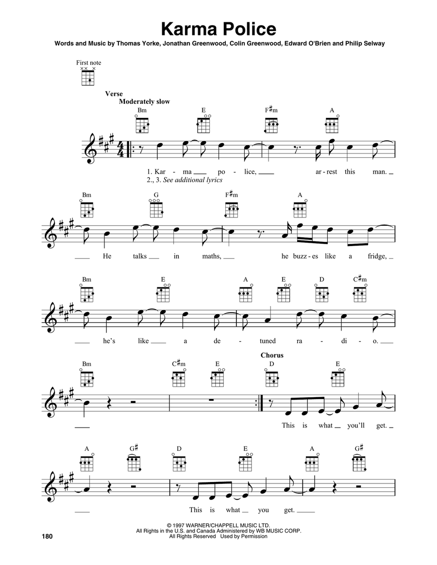 Karma Police Karma Police Baritone Ukulele scores gallery preview page 1