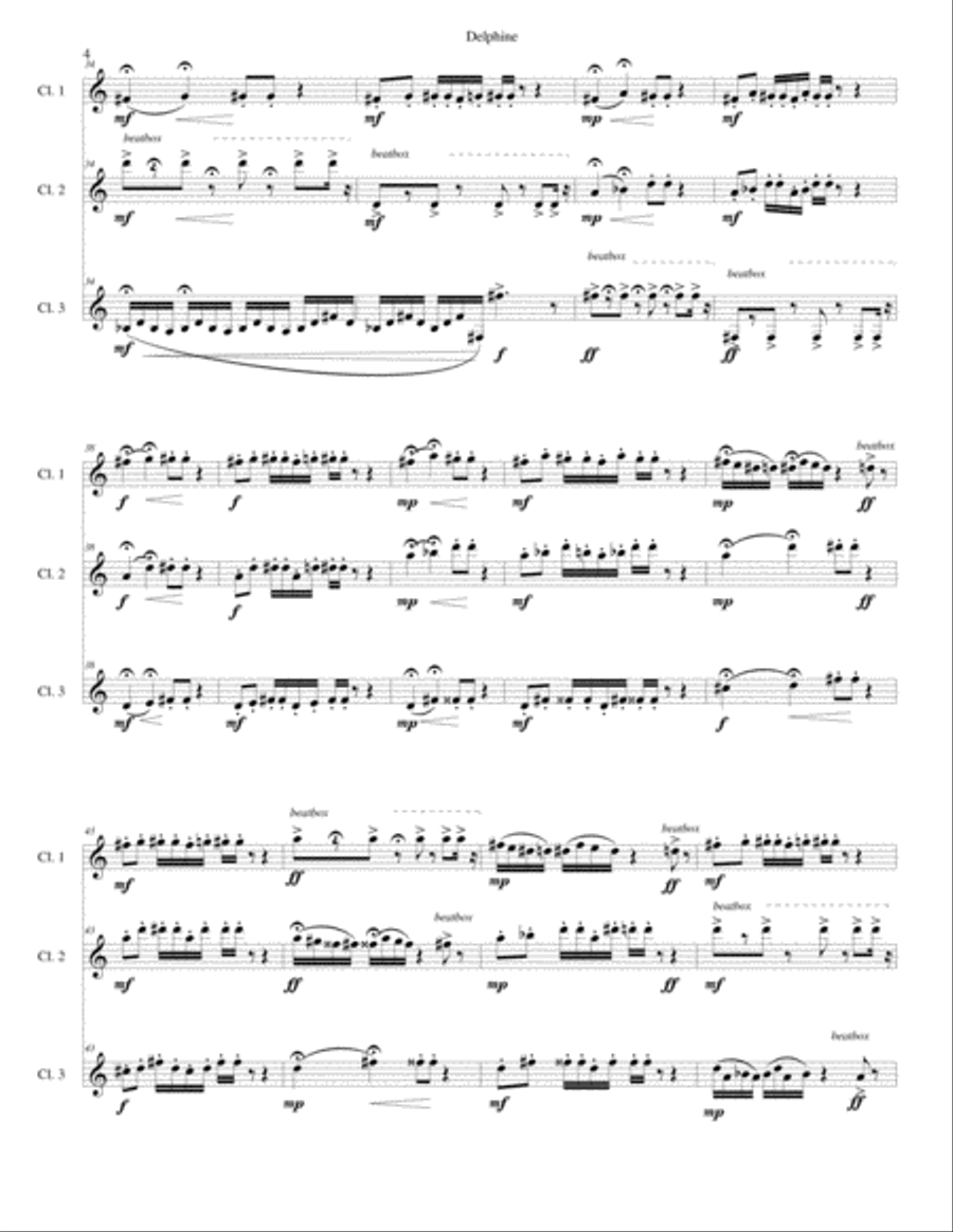 Delphine for clarinet trio (canon a 3) Clarinet Trio scores gallery preview page 4