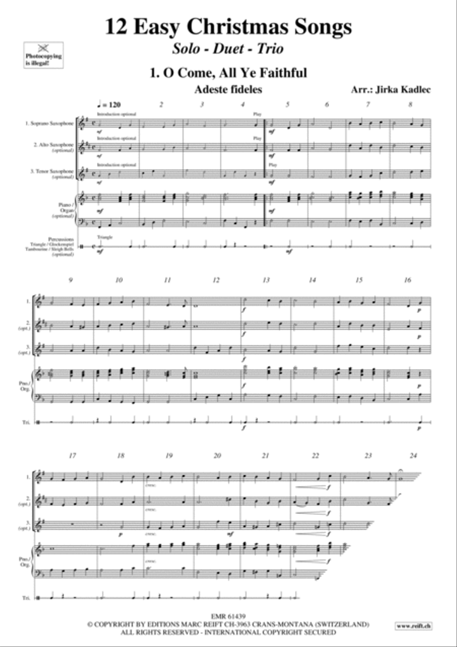 12 Easy Christmas Songs Woodwind Duet scores gallery preview page 3