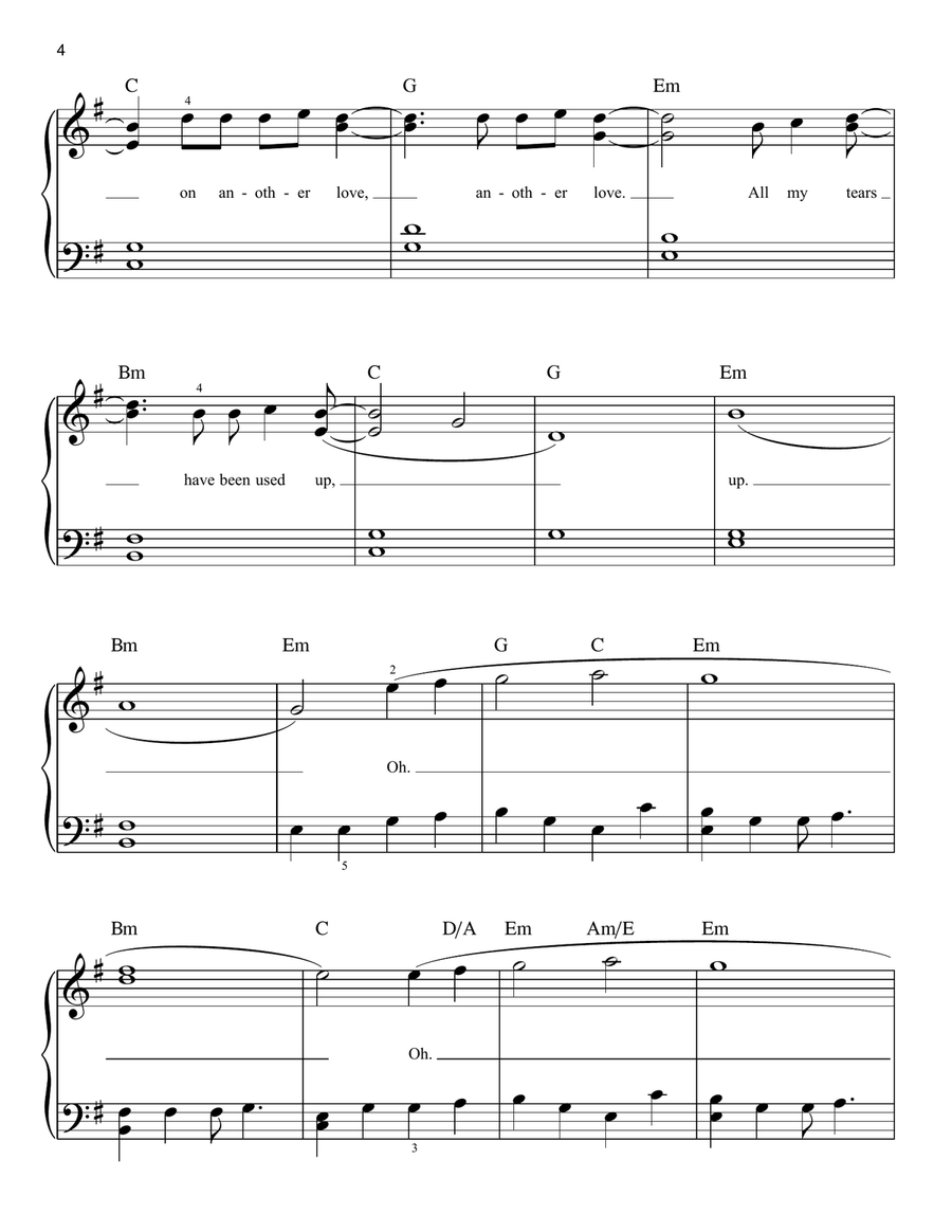 Another Love Easy Piano scores gallery preview page 4