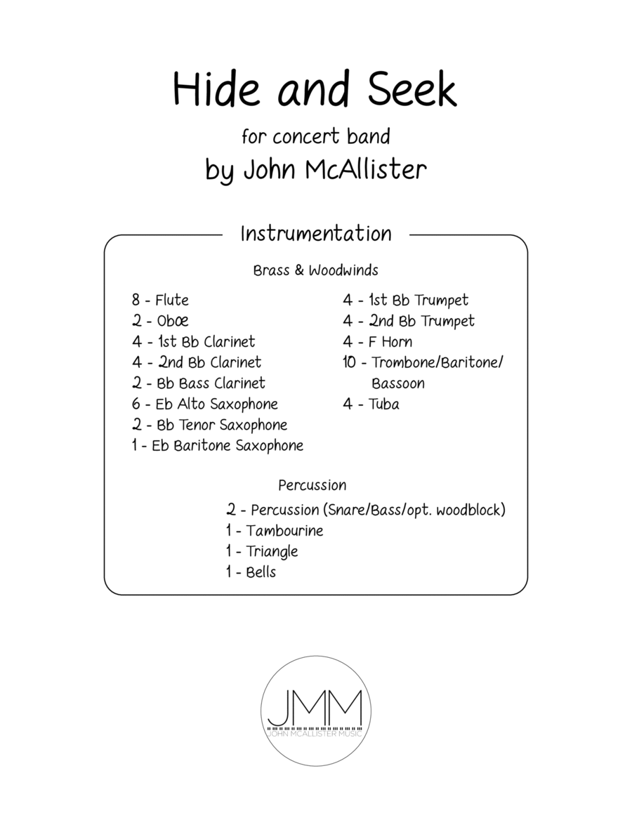 Hide and Seek - for young concert band Concert Band scores gallery preview page 1