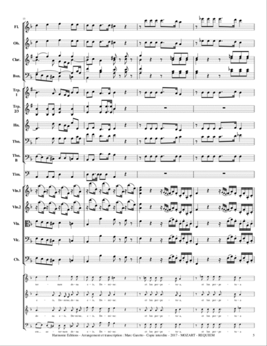 MOZART - REQUIEM K. 626 - Introitus Requiem Aeternam Full Orchestra - SCORE & PARTS Full Orchestra scores gallery preview page 5