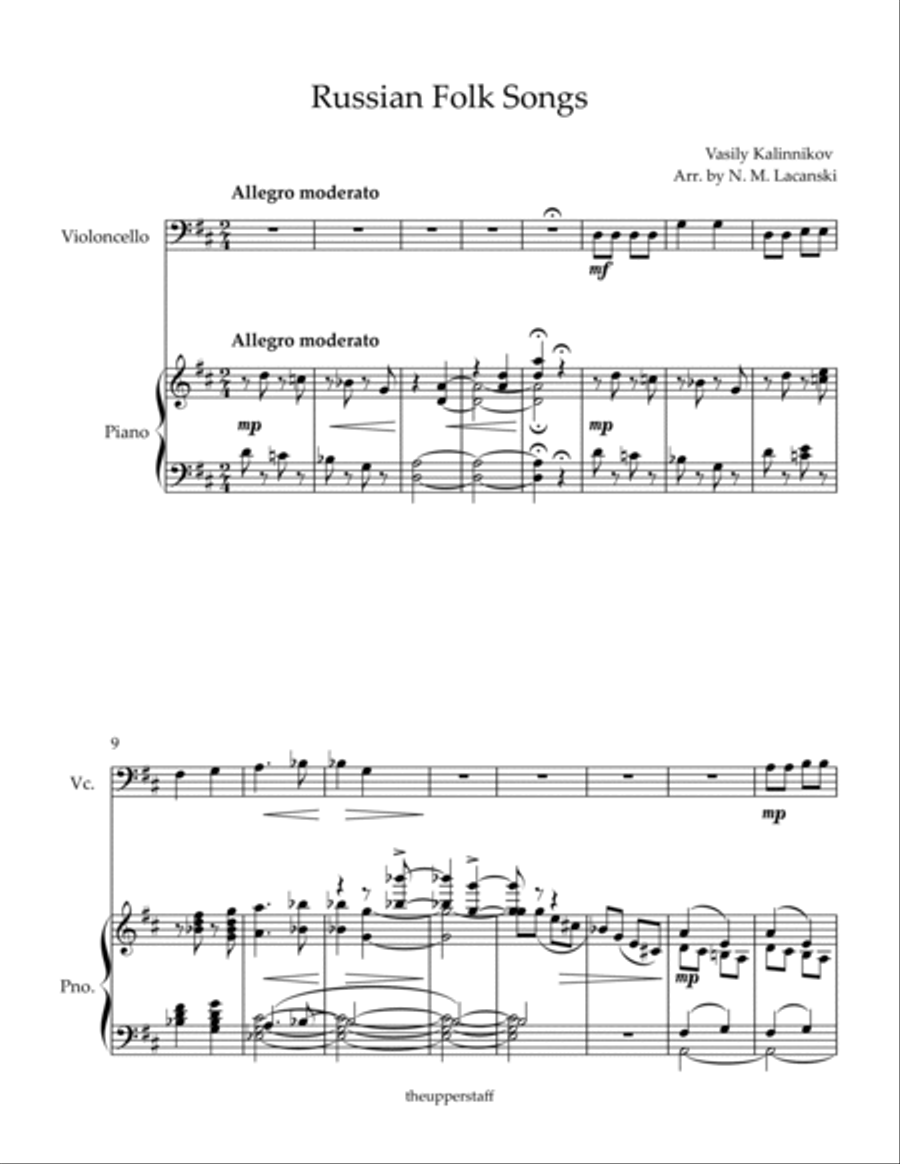Russian Folk Songs Piano scores gallery preview page 2