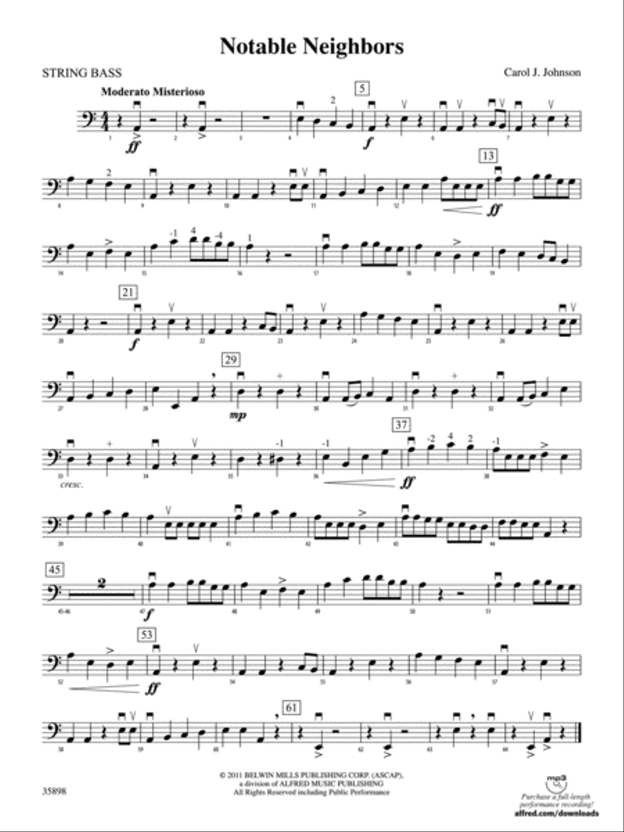 Notable Neighbors: String Bass String Orchestra scores gallery preview page 1