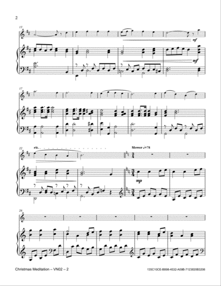 Christmas Meditation Violin Solo scores gallery preview page 2