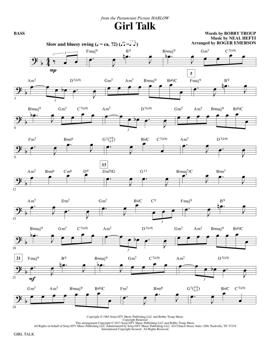 Girl Talk - Bass Girl Talk - Bass Choir scores gallery preview page 1