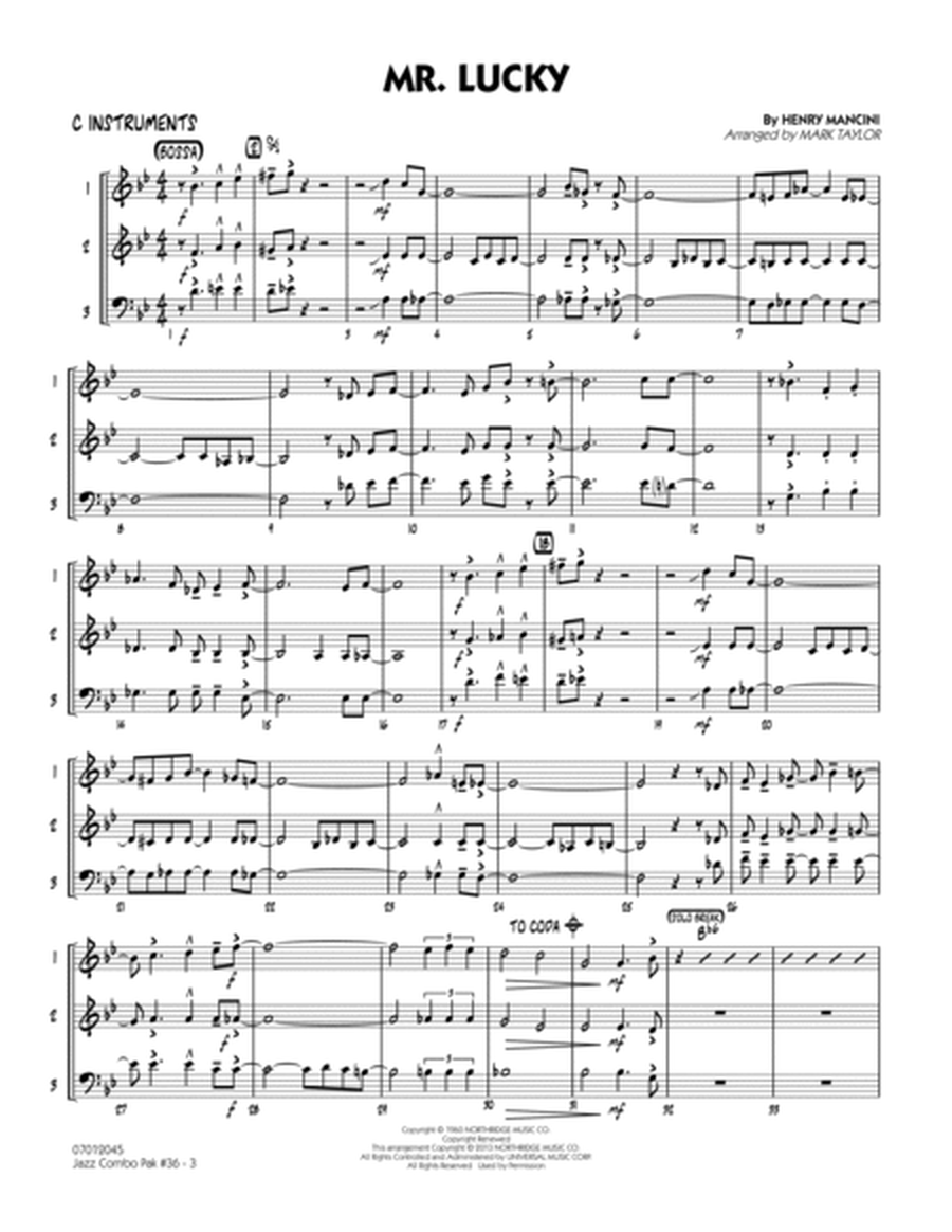 Jazz Combo Pak #36 (Henry Mancini) - C Instruments