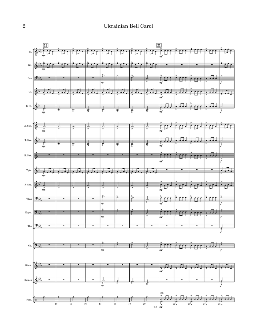 Ukrainian Bell Carol Concert Band scores gallery preview page 3