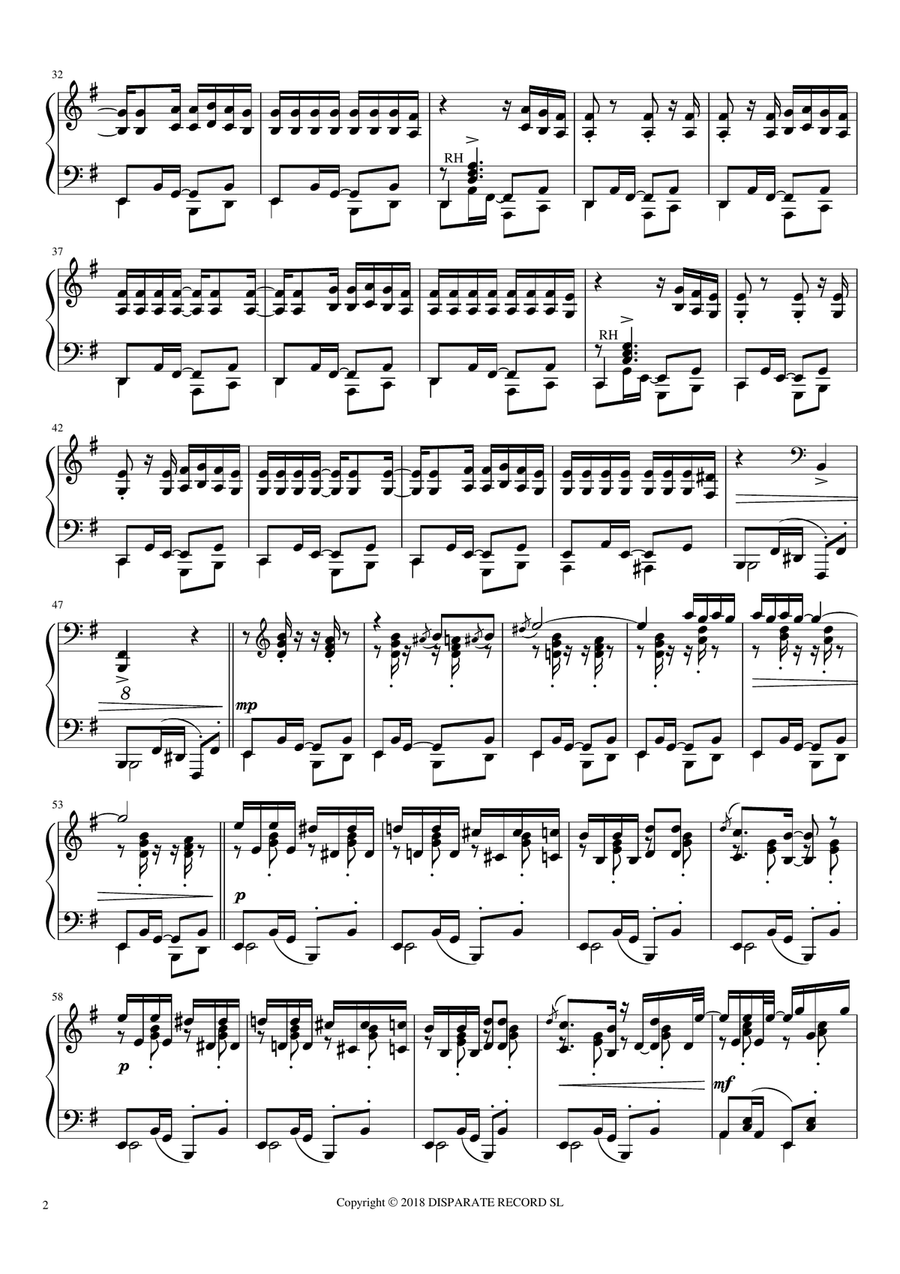 Asereje Piano Solo scores gallery preview page 2