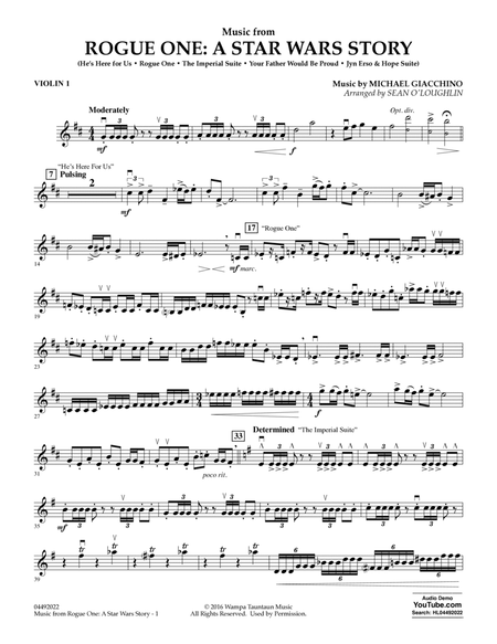 Music from Rogue One: A Star Wars Story - Violin 1 by Michael Giacchino Violin - Digital Sheet Music