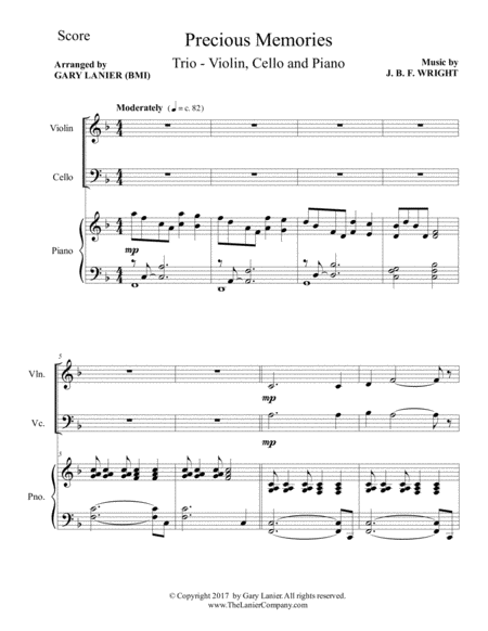 Precious Memories (Trio - Violin, Cello & Piano with Score/Part) image number null