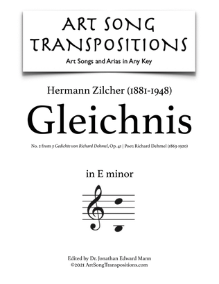 ZILCHER: Gleichnis, Op. 41 no. 2 (transposed to E minor)