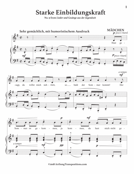 MAHLER: Starke Einbildungskraft (transposed to G major)