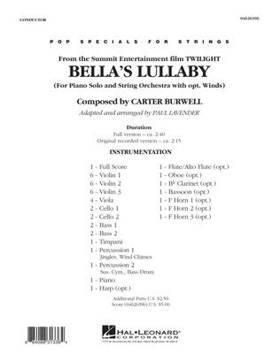 Book cover for Bella's Lullaby (from "Twilight") - Full Score