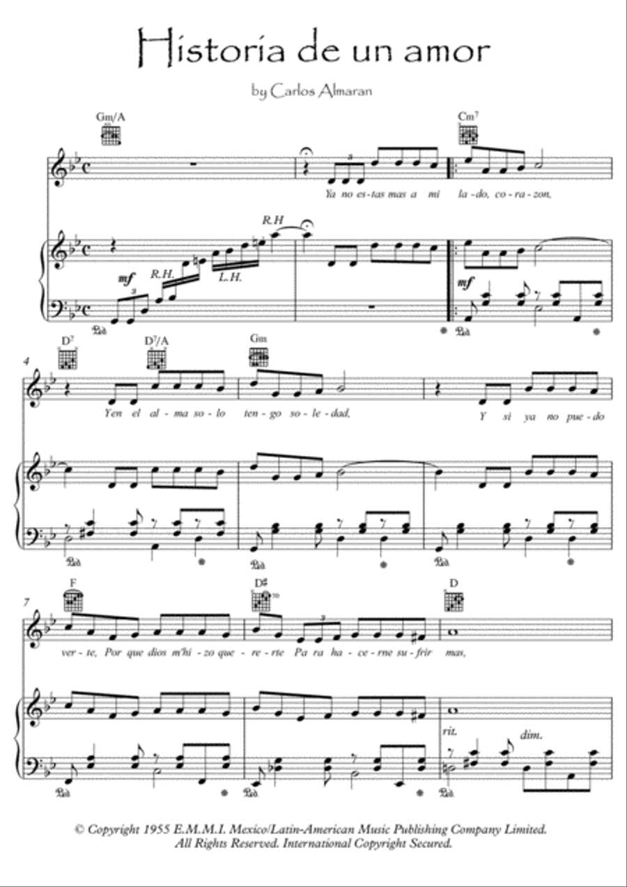 Historia De Un Amor Voice scores gallery preview page 1