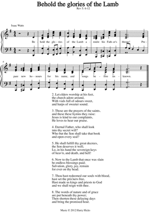 Behold the glories of the Lamb. A new tune to a wonderful Isaac Watts hymn.