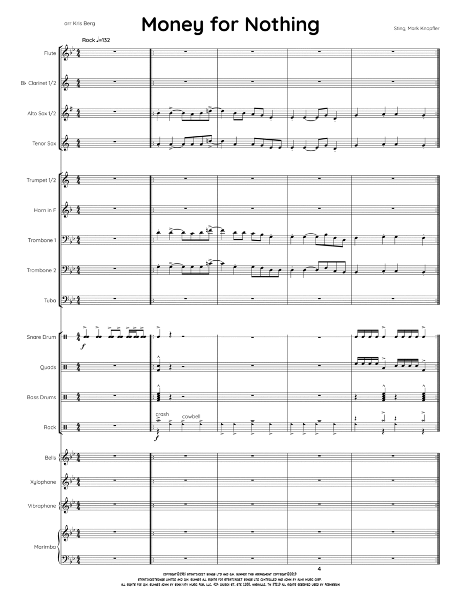 Money For Nothing Marching Band scores gallery preview page 1