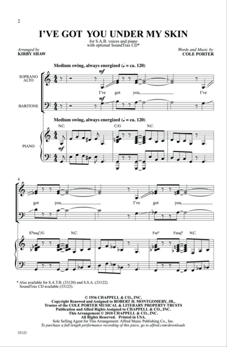 I've Got You Under My Skin 3-Part scores gallery preview page 2