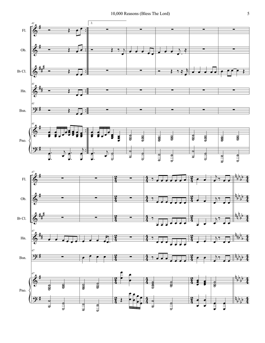 10,000 Reasons (Bless The Lord) Woodwind Quintet scores gallery preview page 5