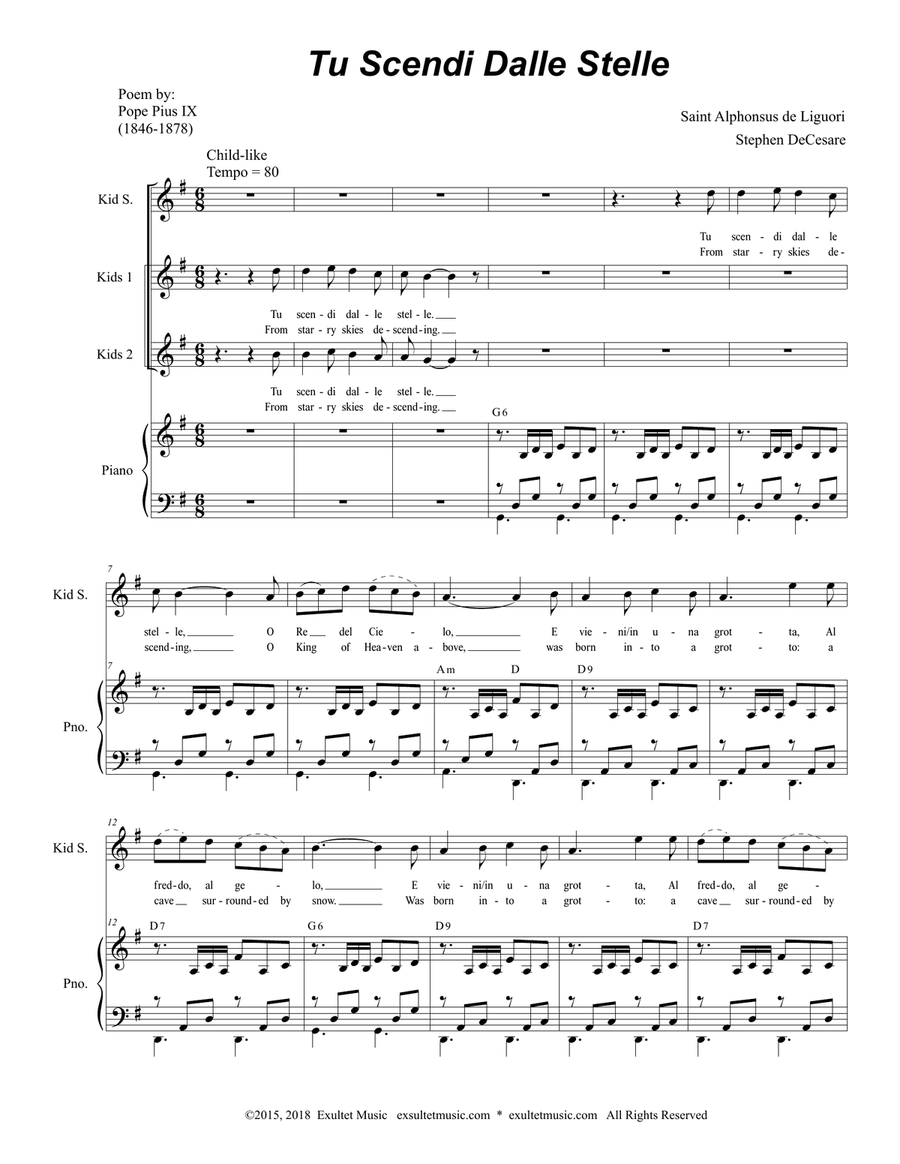 Tu Scendi Dalle Stelle (SATB Full Score) 4-Part scores gallery preview page 1