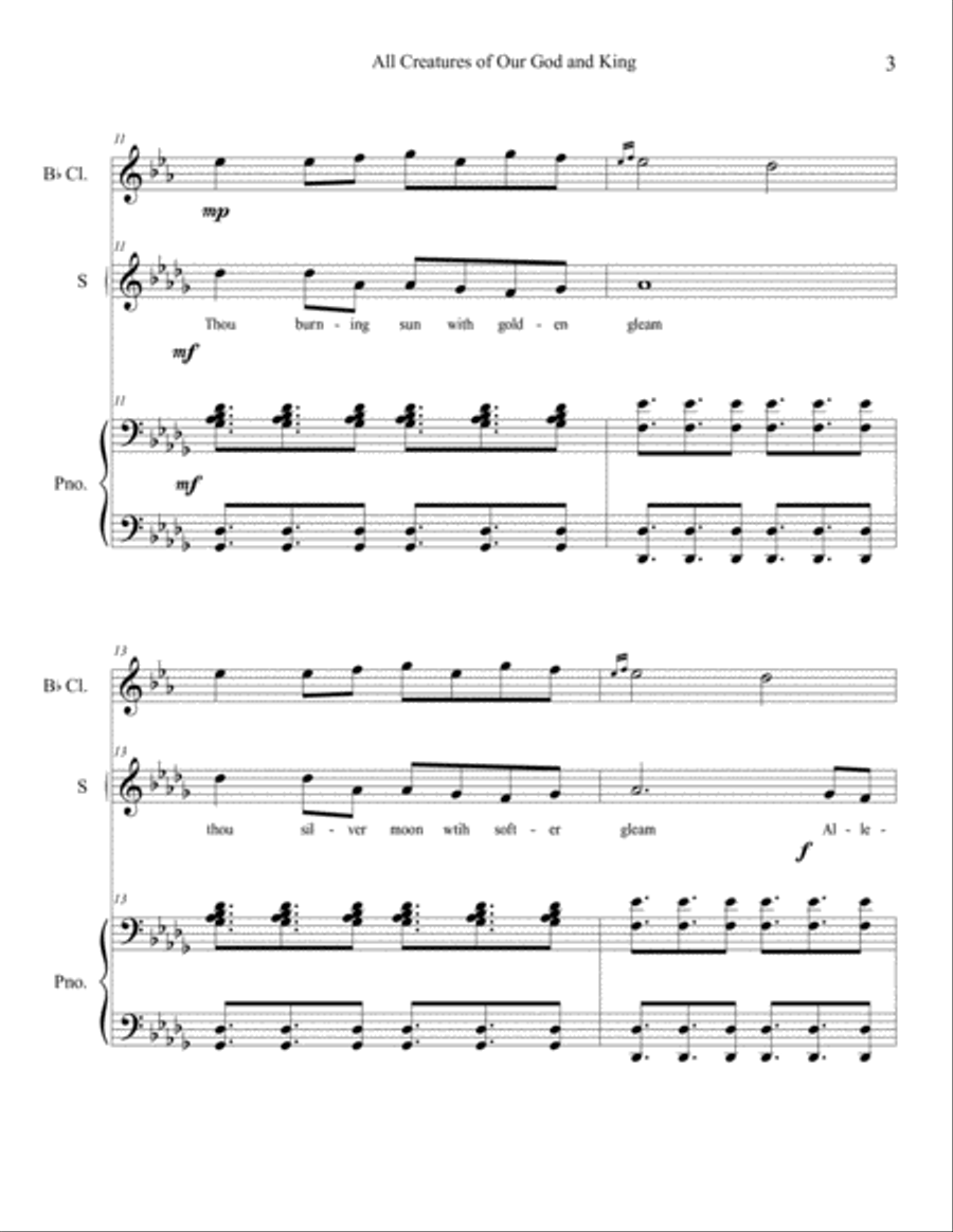 All Creatures of Our God and King (Lasst Uns Erfreuen) SA scores gallery preview page 3