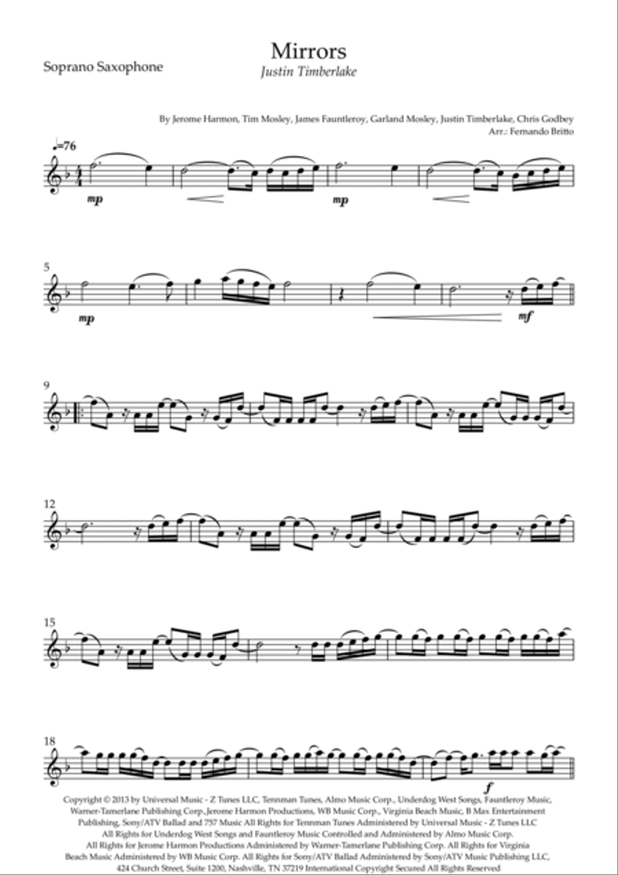Mirrors Mirrors Saxophone Quartet scores gallery preview page 4