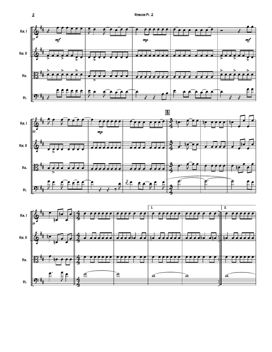 Vermillion Vermillion String Quartet scores gallery preview page 2