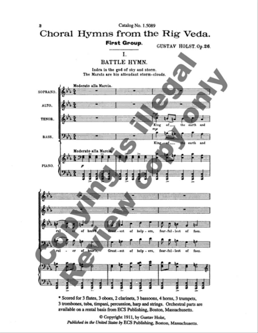 Choral Hymns from the Rig-Veda, Group 1 4-Part scores gallery preview page 8