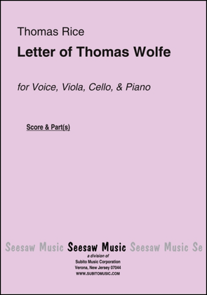 Letter of Thomas Wolfe