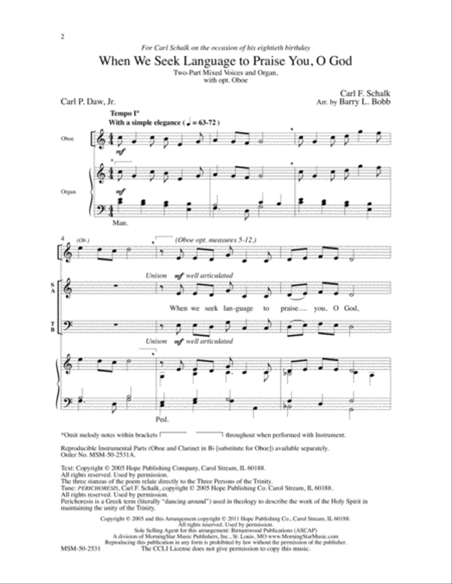 When We Seek Language to Praise You, O God (Choral Score) image number null