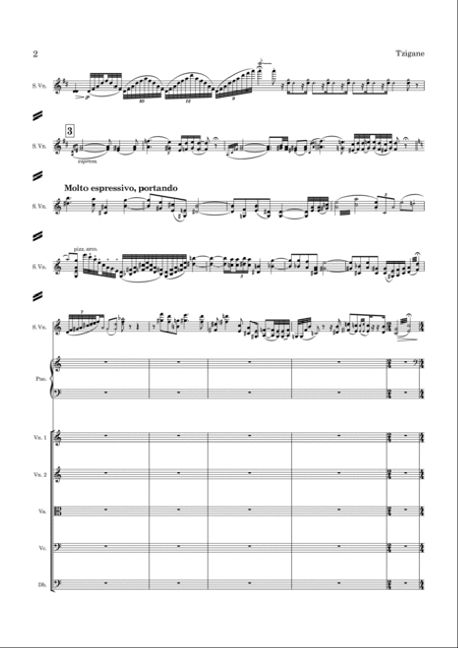 Ravel Tzigane for Violin and String Orchestra String Orchestra scores gallery preview page 3