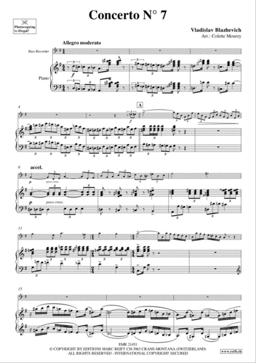 Concerto No. 7 Bass Recorder scores gallery preview page 3
