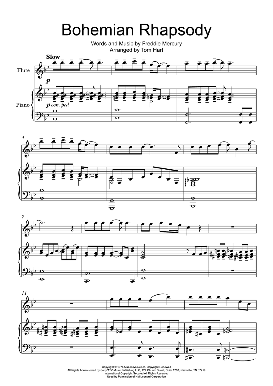 Bohemian Rhapsody Flute Solo scores gallery preview page 1