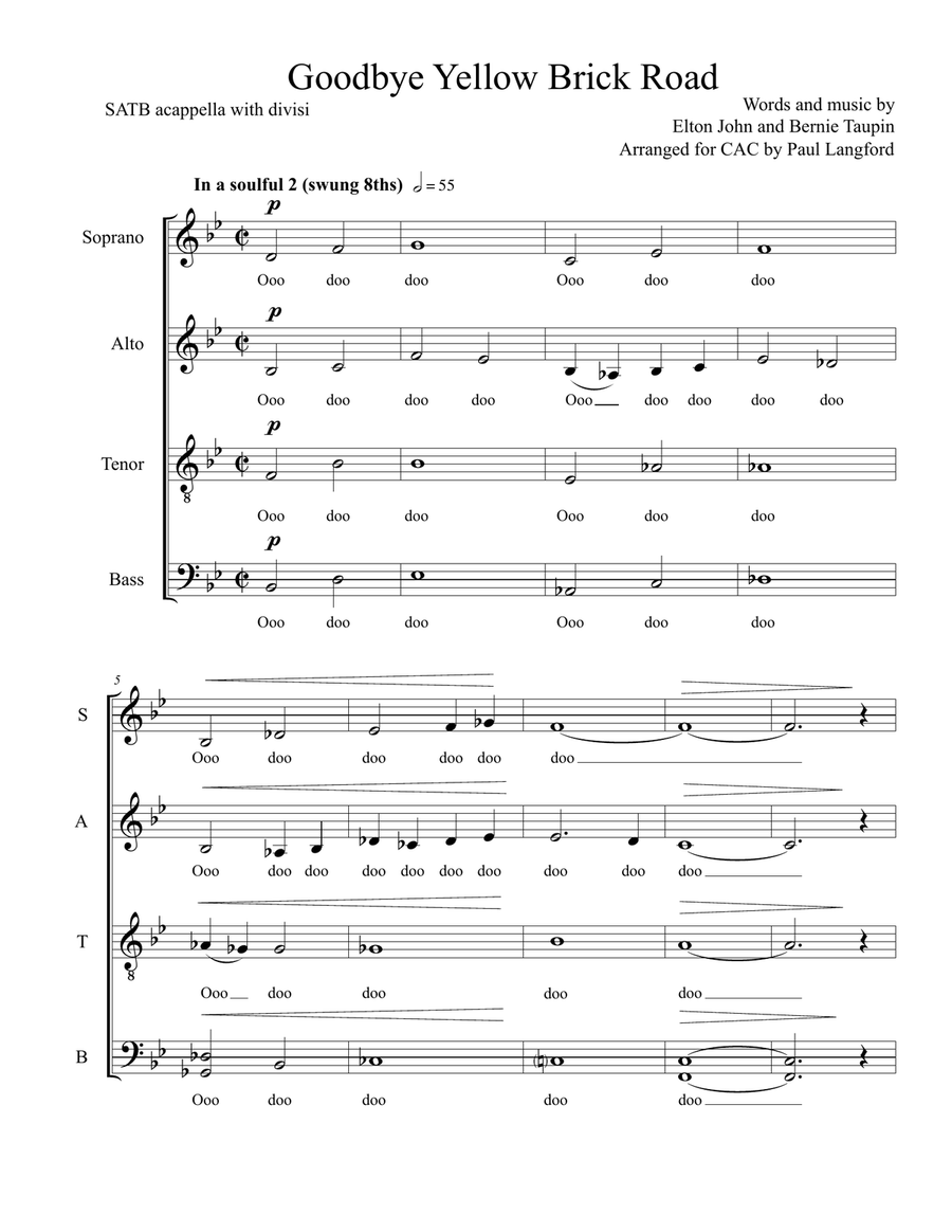 Goodbye Yellow Brick Road 4-Part scores gallery preview page 1