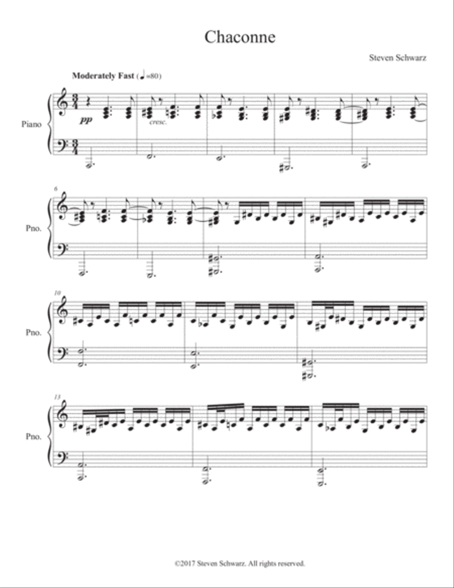 Chaconne for Piano (2017) Piano Solo scores gallery preview page 1