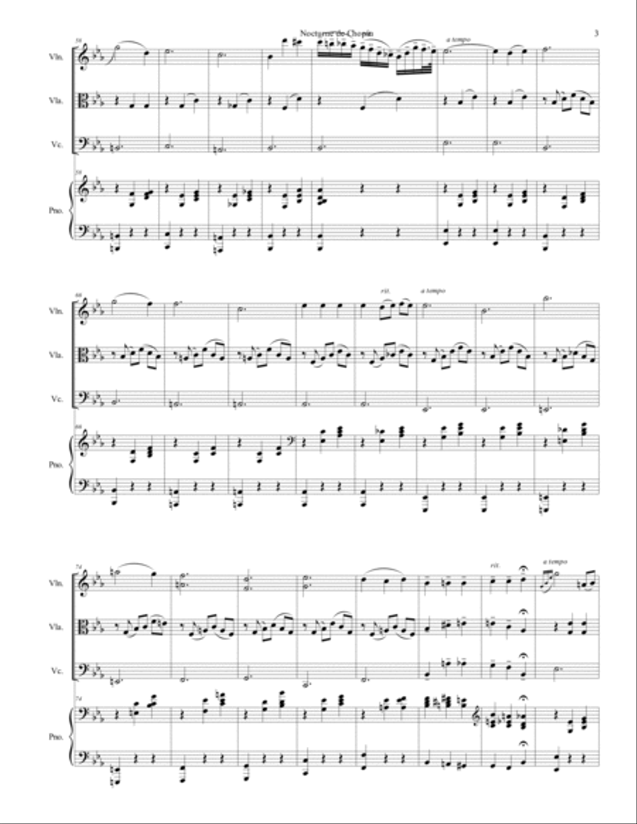 Frederic Chopin - Nocturne in E flat Major arr. for piano quartet Piano Quartet scores gallery preview page 3