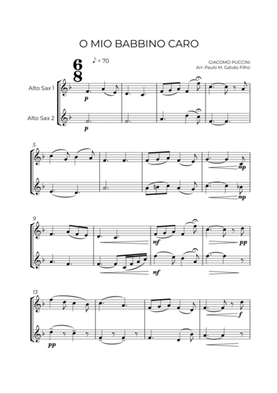 O MIO BABBINO CARO - SAX ALTO DUET Woodwind Duet scores gallery preview page 2