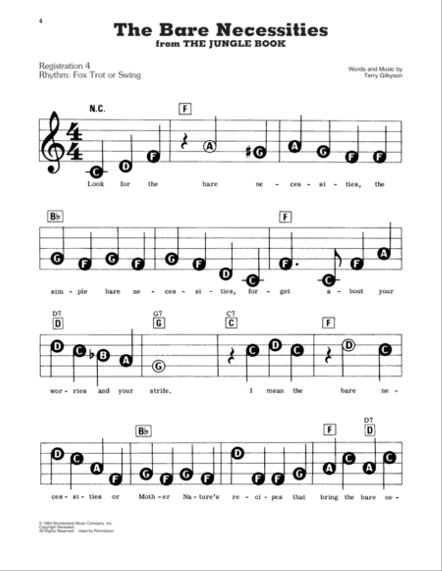 The Bare Necessities (from Disney's The Jungle Book) Electronic Keyboard scores gallery preview page 1