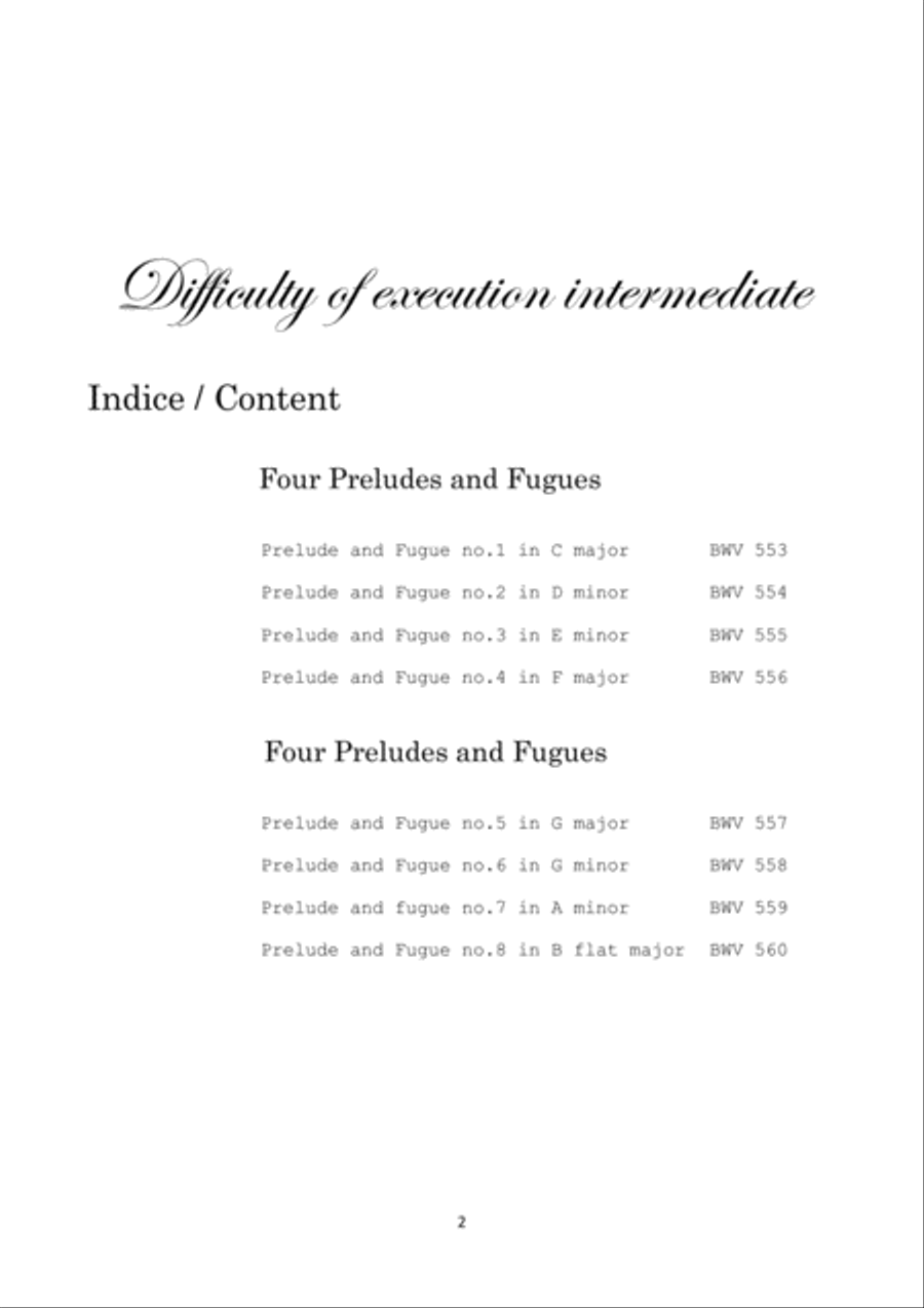 Piano transcriptions of the Eight Preludes and Fugues of J.S.Bach 4-Part scores gallery preview page 2