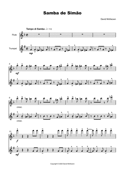 Samba de Simão, for Flute and Trumpet Duet