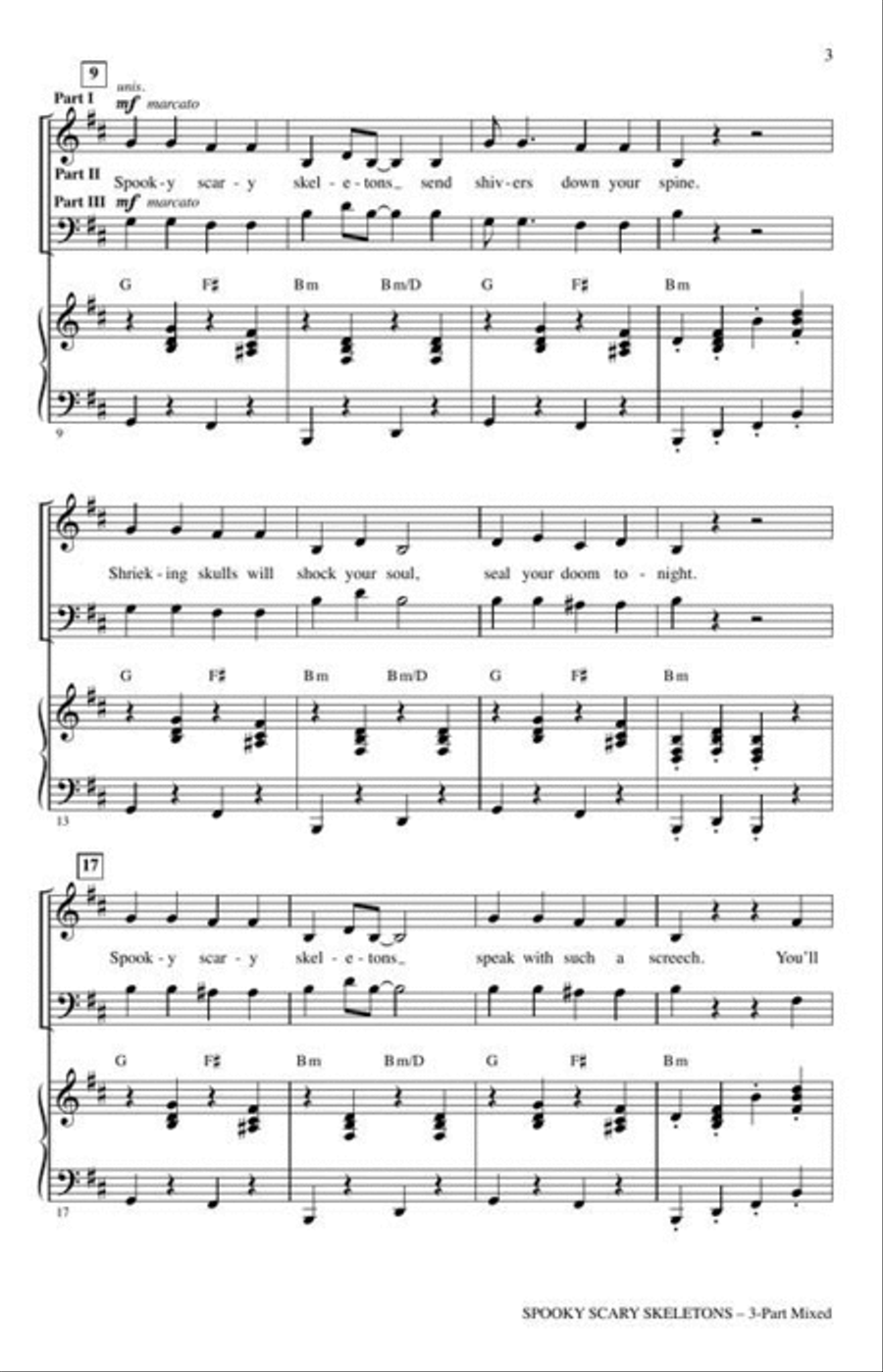 Spooky Scary Skeletons 3-Part scores gallery preview page 4