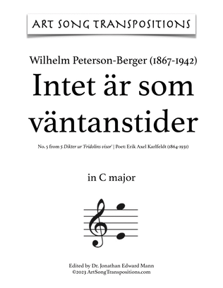 PETERSON-BERGER: Intet är som väntanstider (transposed to C major)