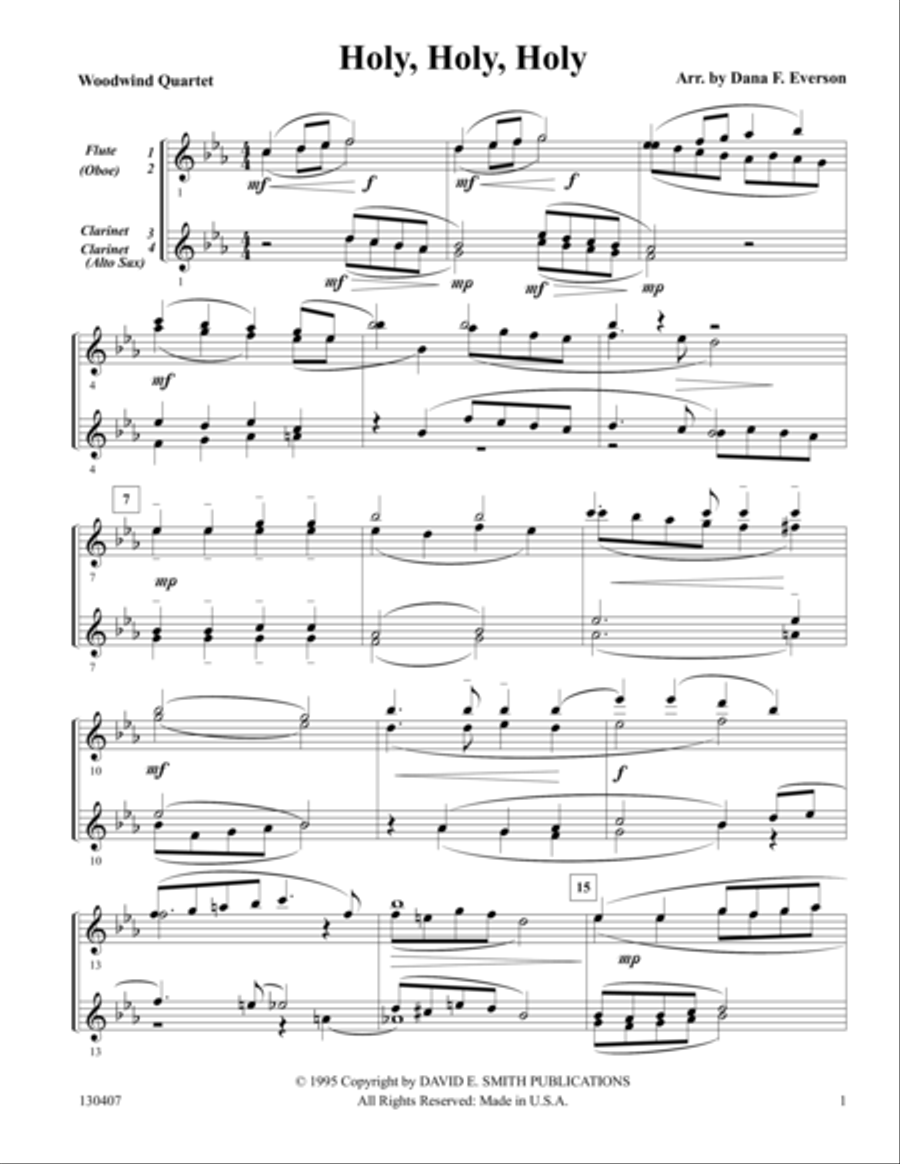Holy, Holy, Holy Woodwind Quartet scores gallery preview page 1