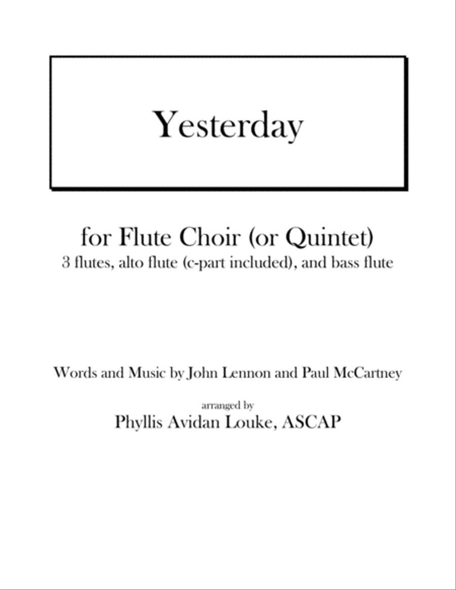 Yesterday Woodwind Ensemble scores gallery preview page 1